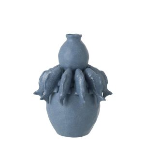 VASE FISH CERAMIC BLUE SMALL