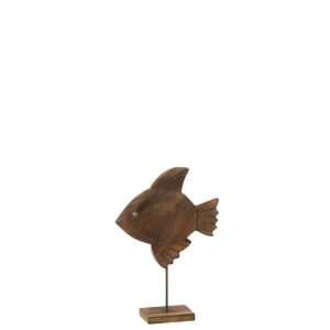 DECORATION FISH MANGO WOOD/METAL BROWN/BLACK SMALL