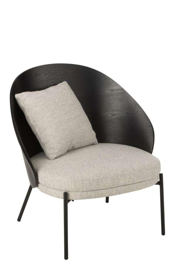 LOUNGE CHAIR LONE WOOD/METAL BLACK/GREY