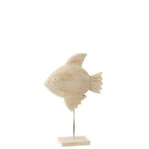 DECORATION FISH MANGO WOOD/METAL NATURAL/WHITE LARGE