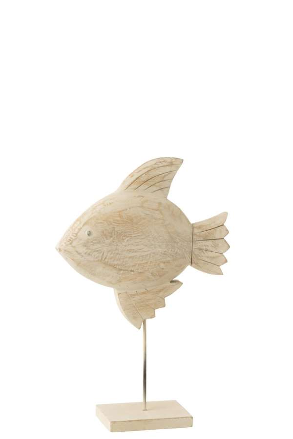 DECORATION FISH MANGO WOOD/METAL NATURAL/WHITE LARGE