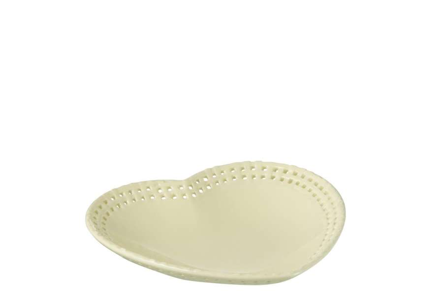 PLATE HEART SHAPE CERAMIC YELLOW