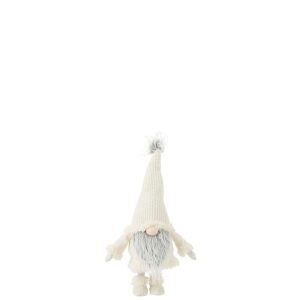 GNOME GREY BEARD STANDING WOBBLING TEXTILE WHITE
