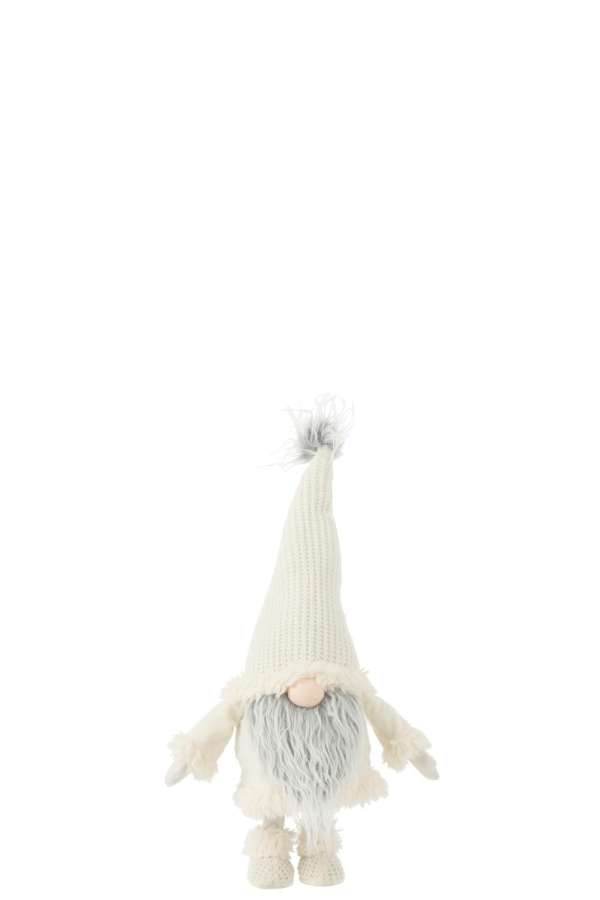 GNOME GREY BEARD STANDING WOBBLING TEXTILE WHITE
