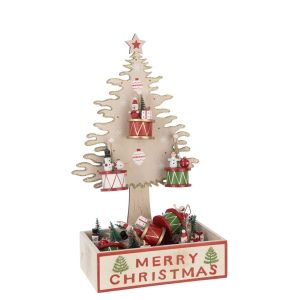 TREE +HANGERS+STORAGE PLYWOOD NATURAL/CHRISTMAS RED