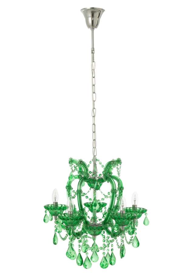 CEILING LAMP CHANDELIER ANTIQUE GLASS EMERALD GREEN