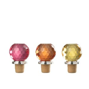 BOTTLE STOPPER BALL GLASS YELLOW/ORANGE ASSORTMENT OF 3
