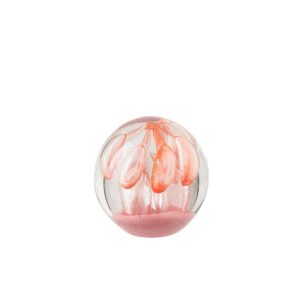 PAPERWEIGHT BALL GLASS ORANGE/LIGHT PINK SMALL