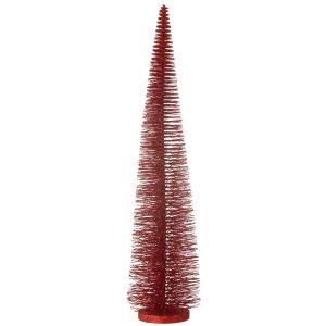CHRISTMAS TREE DECO GLITTERS PLASTIC RED LARGE