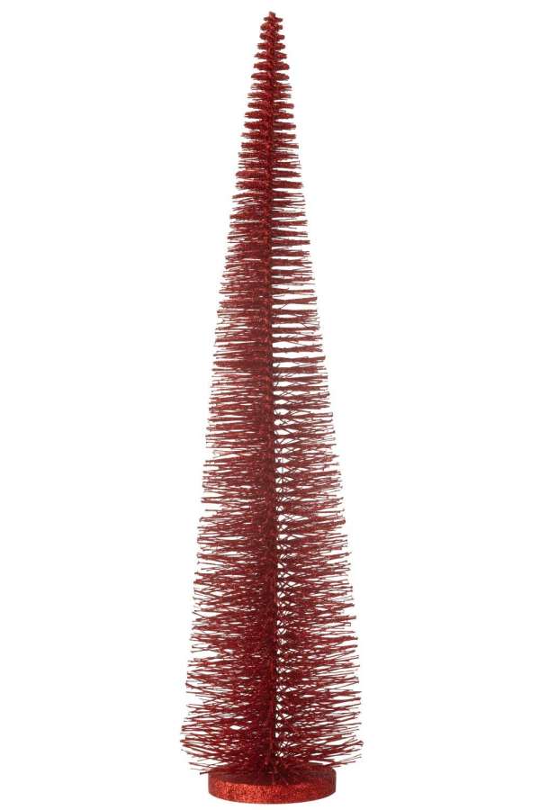 CHRISTMAS TREE DECO GLITTERS PLASTIC RED LARGE