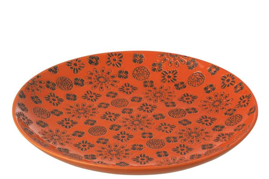 DECORATIVE TRAY BILLY PORCELAIN ORANGE/BLACK