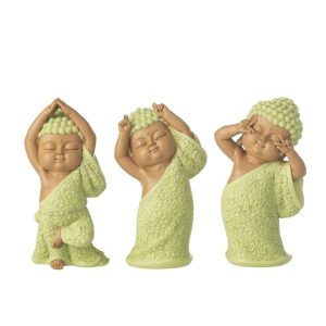 MONK FUNNY POLYRESIN MINT GREEN ASSORTMENT OF 3