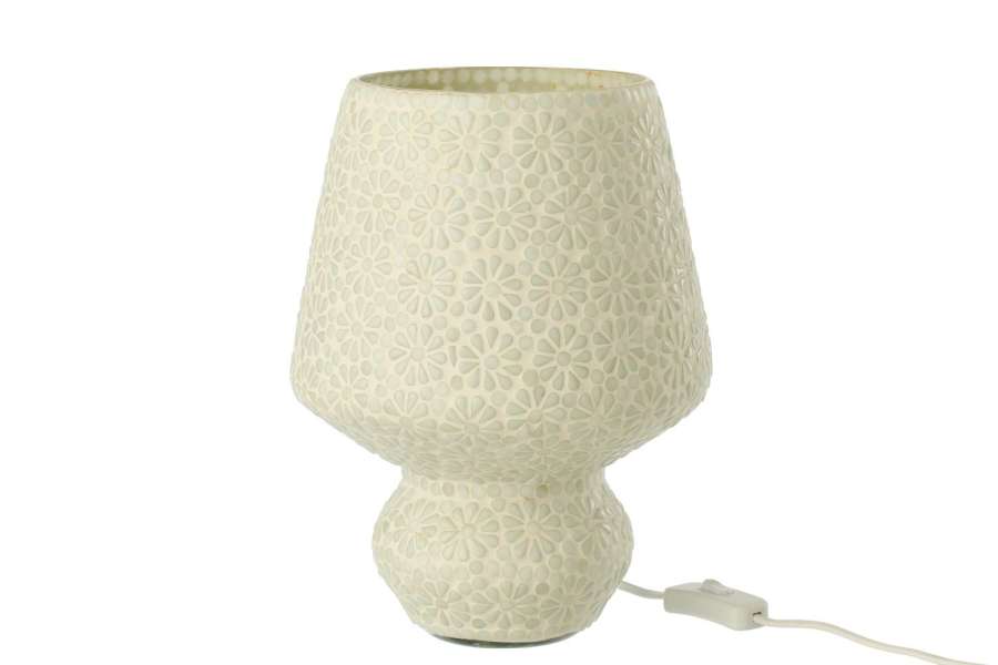 TABLE LAMP MOSAIC GLASS WHITE/LIGHT GREEN MEDIUM