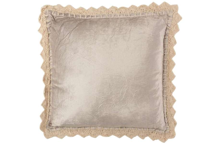 CUSHION BORDER VISCOSE SQUARE GREY