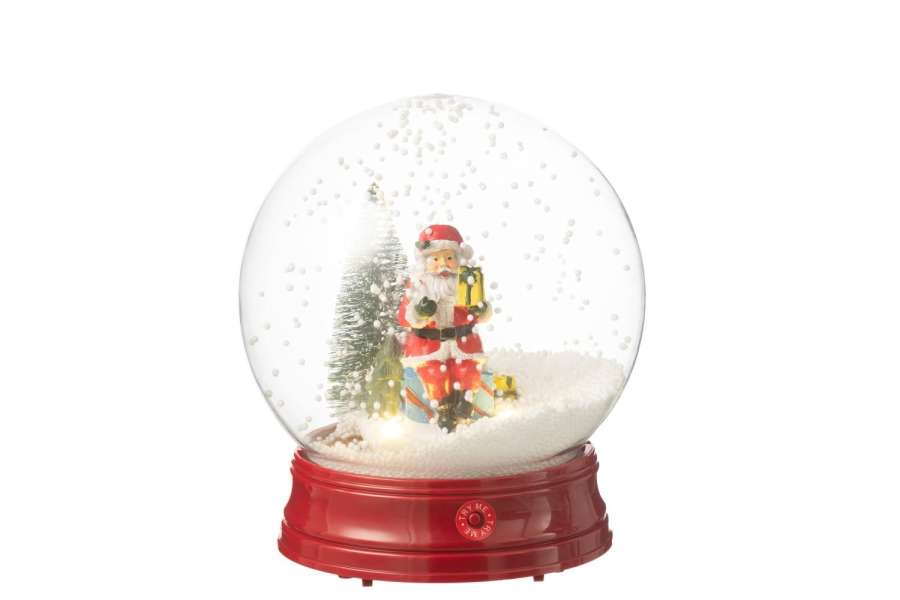 SNOW GLOBE SANTA TREE LED RESIN