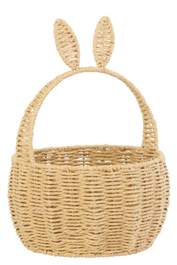 BASKET RABBIT IRON/PAPER NATURAL