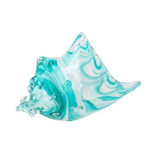 PAPERWEIGHT SEASHELL GLASS TURQUOISE