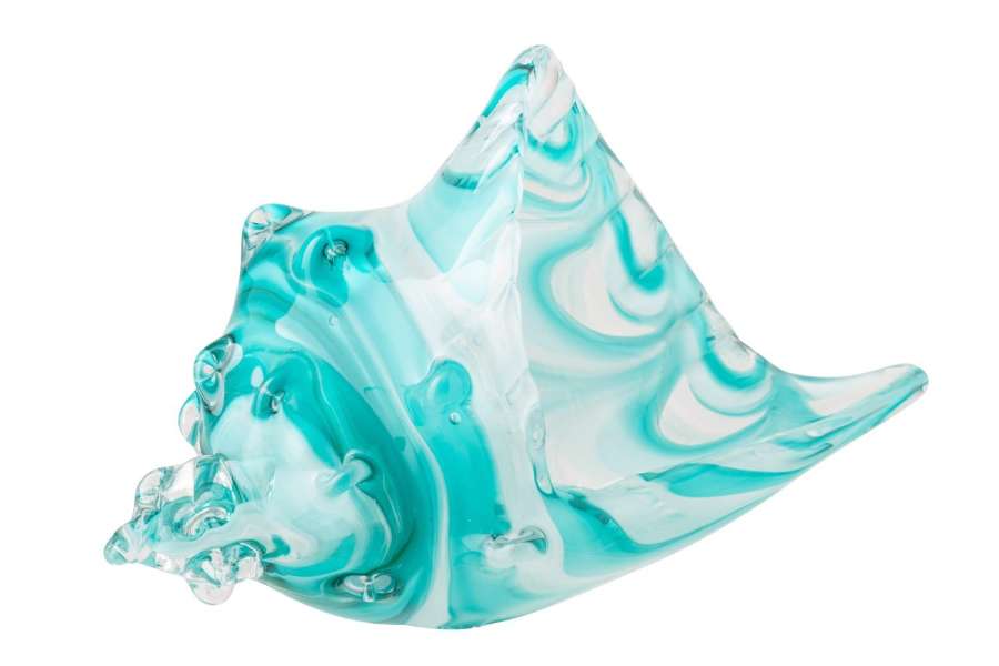 PAPERWEIGHT SEASHELL GLASS TURQUOISE