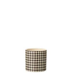 FLOWERPOT ROUND PIED-DE-POULE MARGO CERAMIC WHITE/BLACK SMALL
