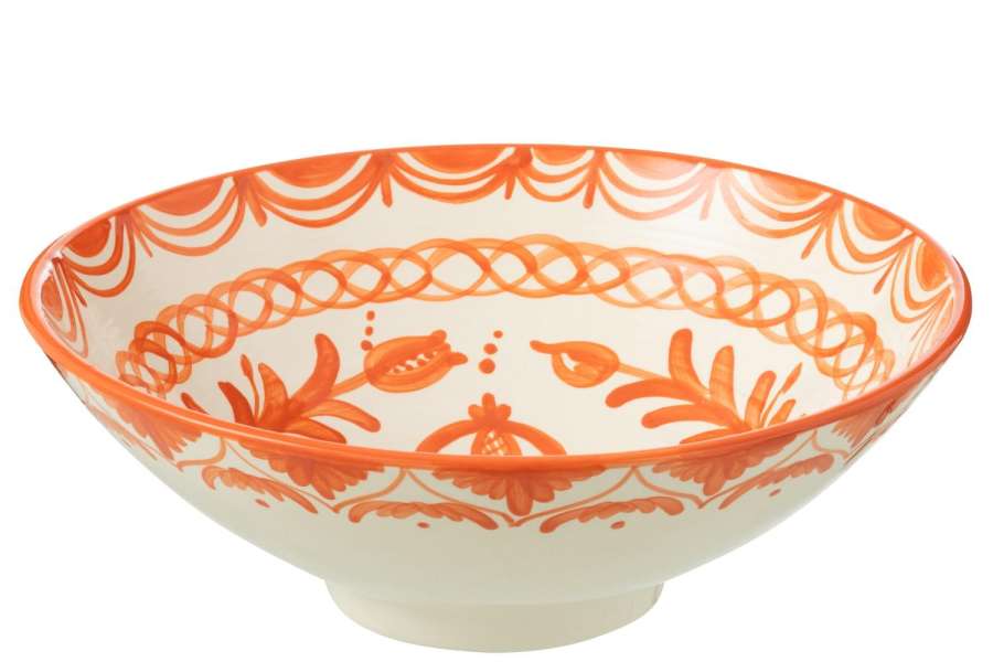 LEBRILLO BOWL GRANADA CERAMIC WHITE/ORANGE