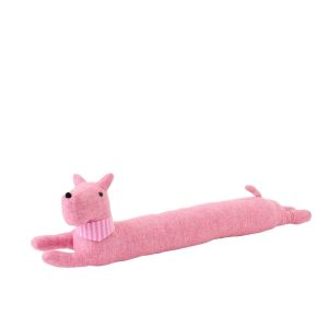 DRAUGHT EXCLUDER DOG + SCARF POLYESTER PINK