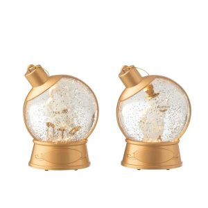 HANGER WATER GLOBE SNOWMAN  +  SANTA CLAUS PLASTIC WHITE ASSORTMENT OF 2