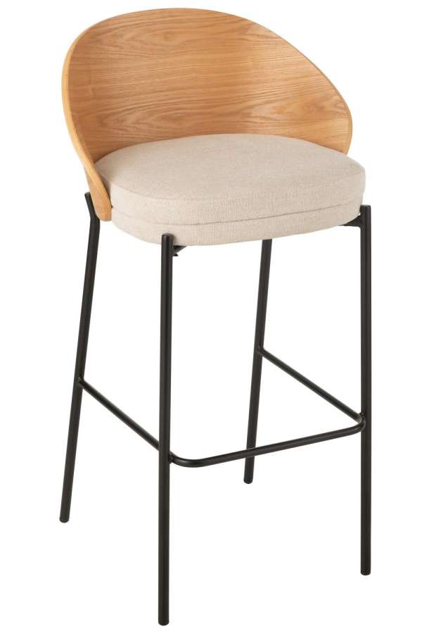 BAR CHAIR LONE PLY WOOD/METAL NATURAL/BEIGE