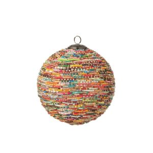 CHRISTMAS BAUBLE BEADS GLASS PINK/GOLD COLORED LARGE