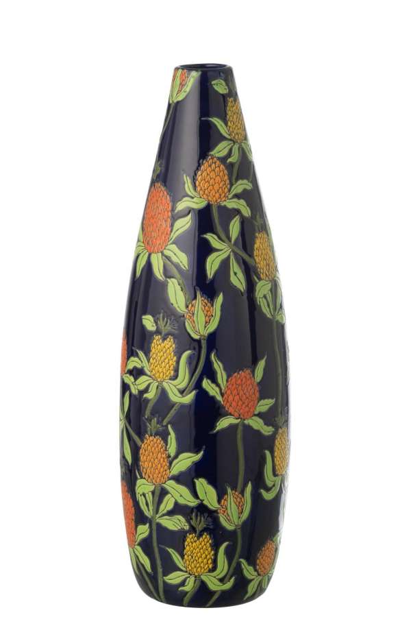 VASE PINEAPPLE PORCELAIN MULTICOLORED LARGE