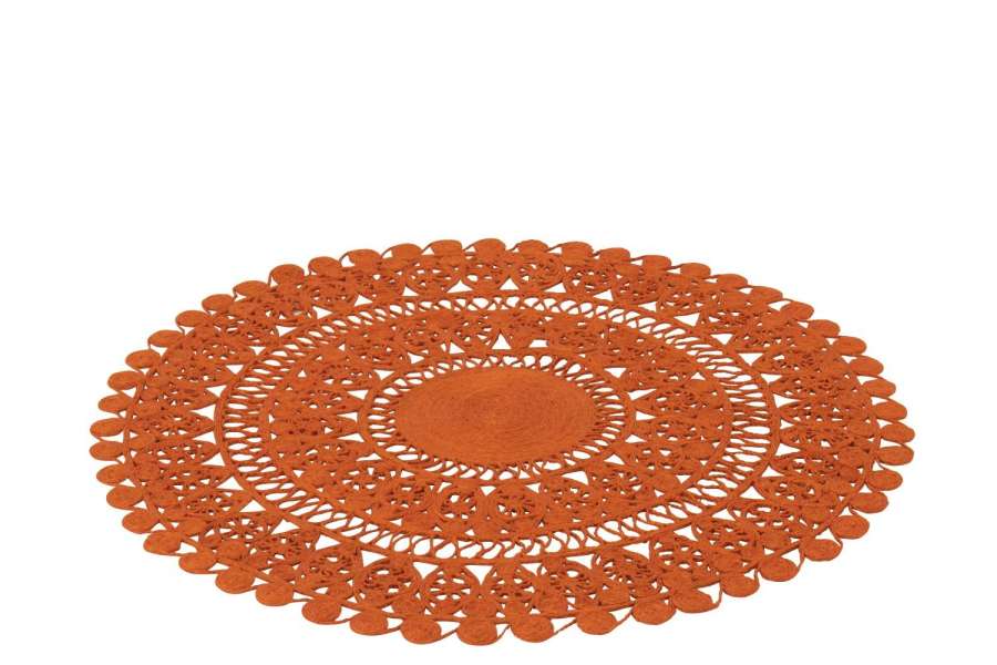 RUG ORIENTAL ROUND JUTE DARK ORANGE LARGE