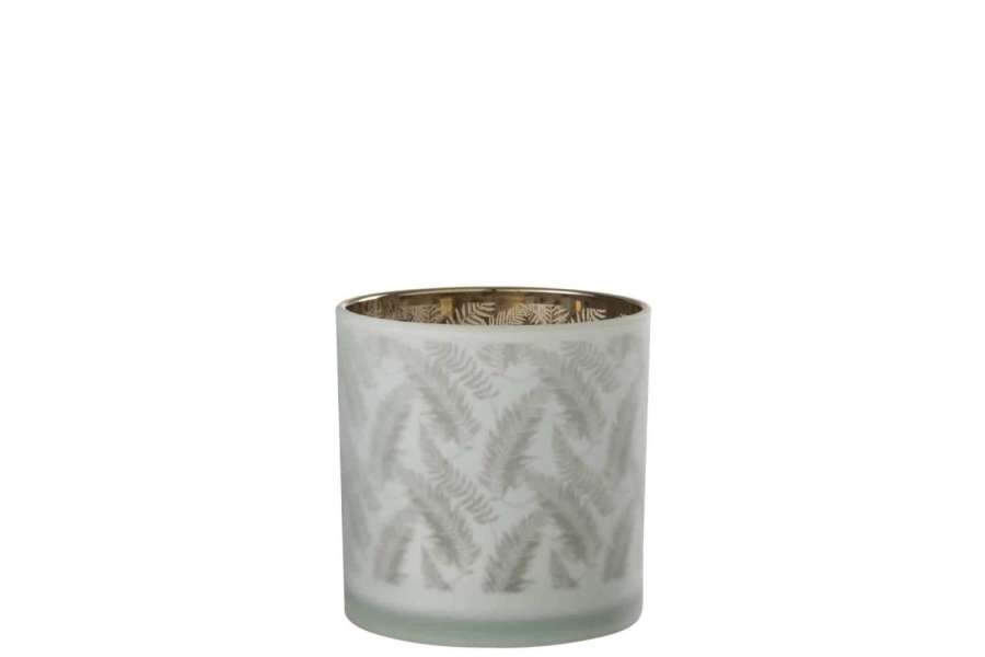 HURRICANE LEAF GLASS WHITE/GREEN LARGE