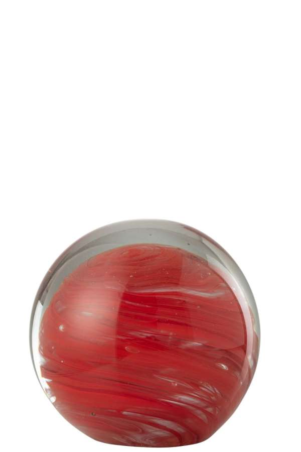 PAPERWEIGHT TWISTER ROUND GLASS RED LARGE