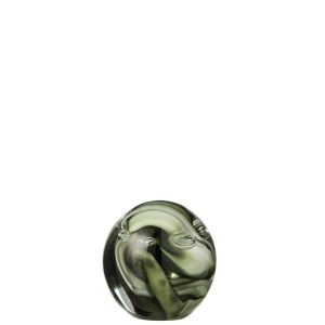 PAPERWEIGHT TORNADO ROUND GLASS TRANSPARENT/BROWN SMALL