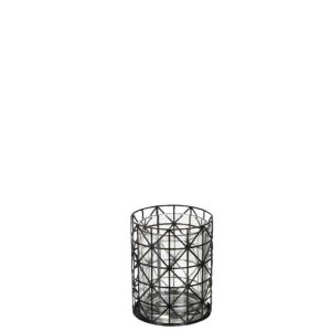 TEALIGHT HOLDER PATTERN GLITTER METAL BLACK