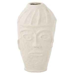 POT FACE PAPER MACHE WHITE