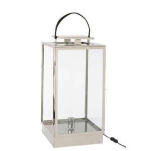 LANTERN LAMP METAL/GLASS SILVER