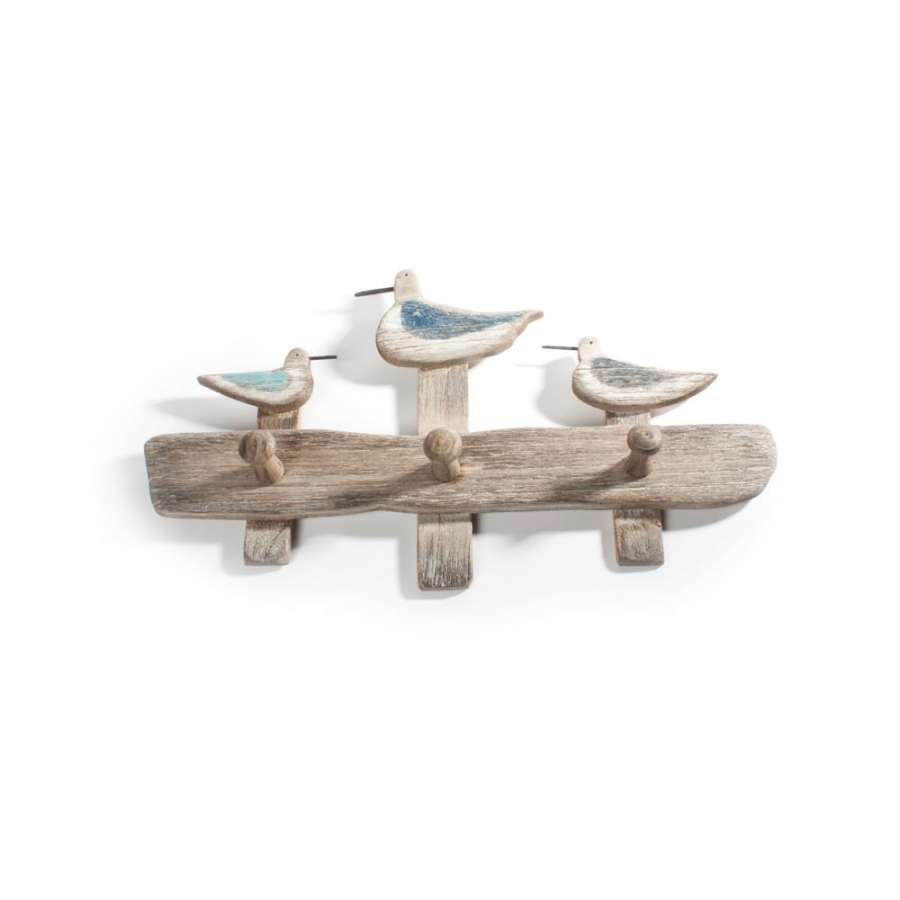 Knaggrekke i rekved med fugler - 3 knagger- 43X7X25Cm
