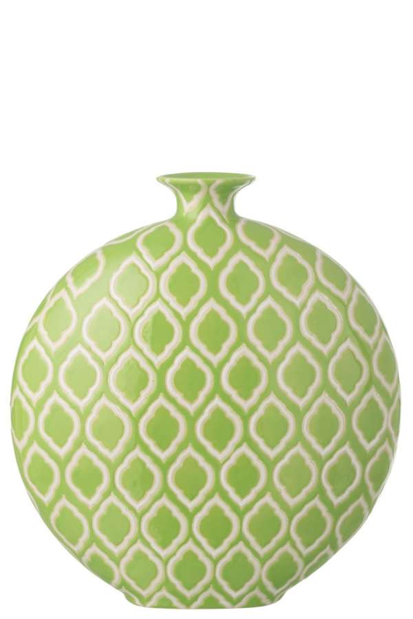 VASE CHECKERED PORCELAIN GREEN/WHITE LARGE