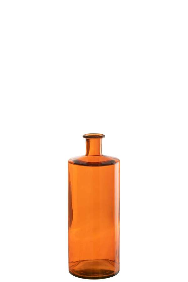 VASE WIDE GLASS ORANGE MEDIUM