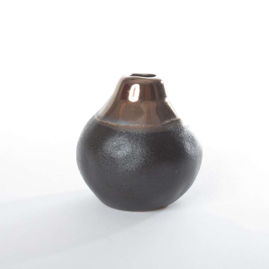 Vase Keramikk Sort/Gull 8X8X8Cm