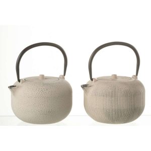 BOX OF 1 TEA POT METAL BEIGE ASSORTMENT 2