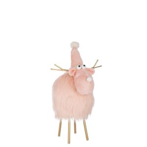 REINDEER HAT POLYESTER LIGHT PINK LARGE