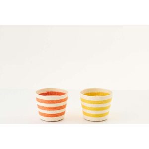 FLOWERPOT STRIPED PAPER YELLOW/ORANGE EXTRA SMALL ASSORTMENT OF 2