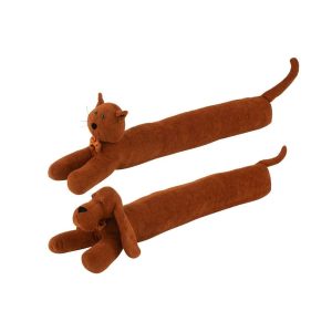DRAUGHT EXCLUDER DOG/CAT BOUCLÉ COGNAC ASSORTMENT OF 2