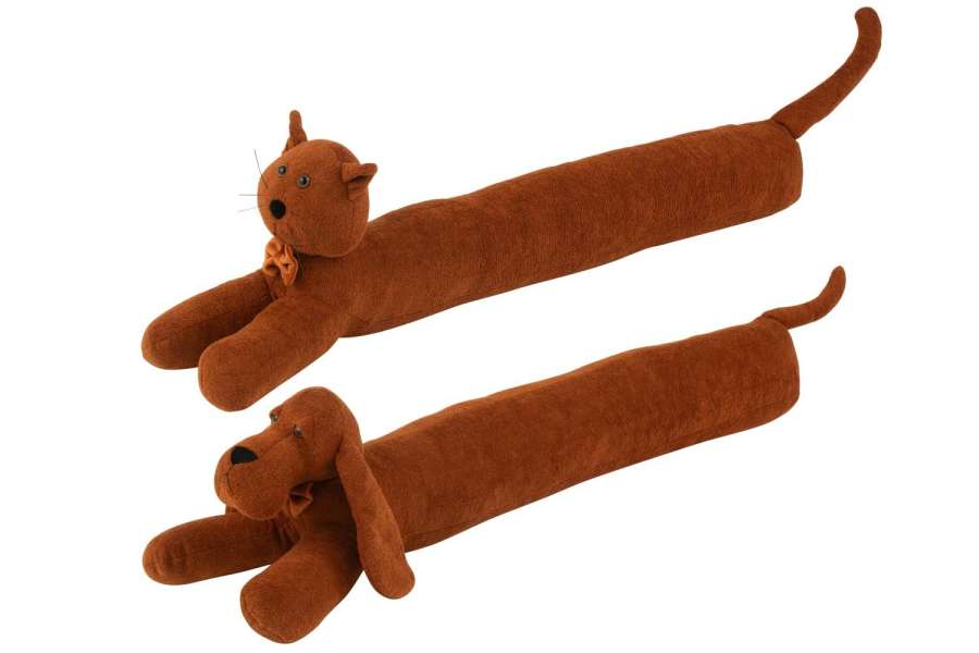 DRAUGHT EXCLUDER DOG/CAT BOUCLÉ COGNAC ASSORTMENT OF 2