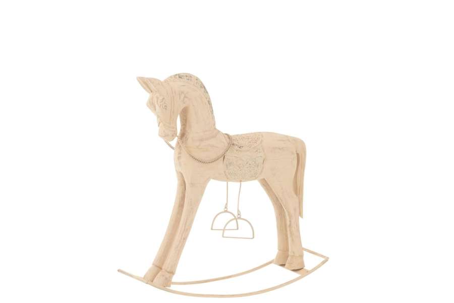 ROCKING HORSE TOPO MANGO WOOD/METAL NATURAL SMALL