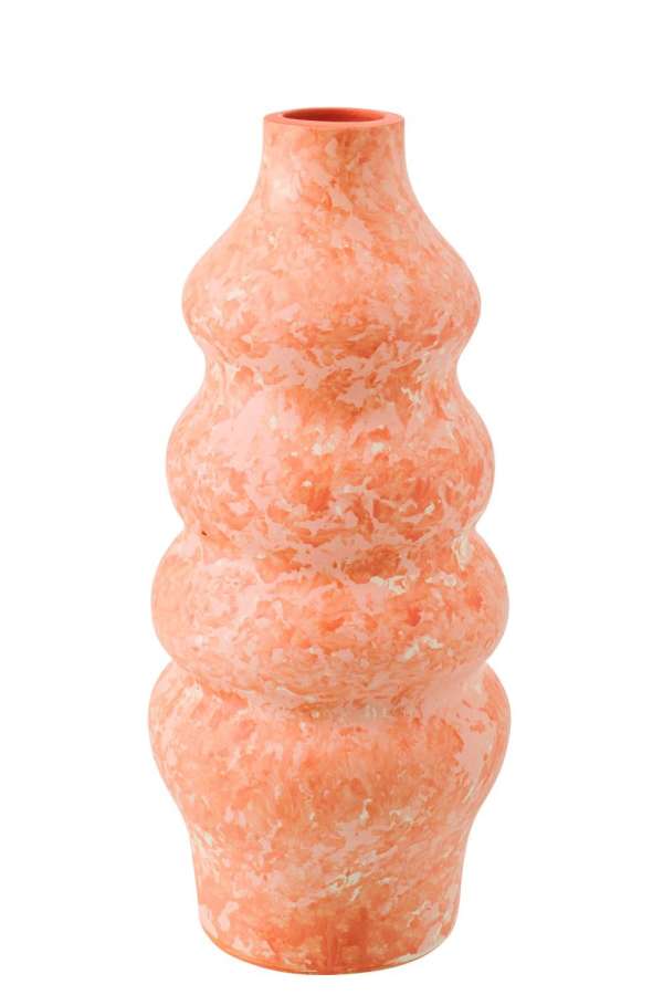 VASE CERAMIC ORANGE/WHITE LARGE