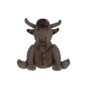 DOORSTOP BULL + HAT POLYESTER DARK BROWN