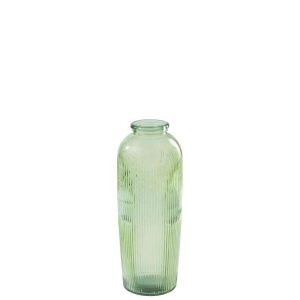 FLOOR VASE  STRIPED GLASS LIGHT GREEN