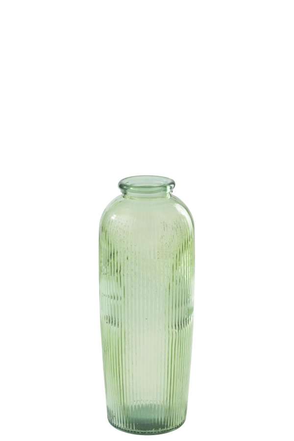 FLOOR VASE  STRIPED GLASS LIGHT GREEN